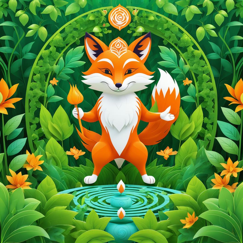 Playful Fox Trickster Deity in Nirvana