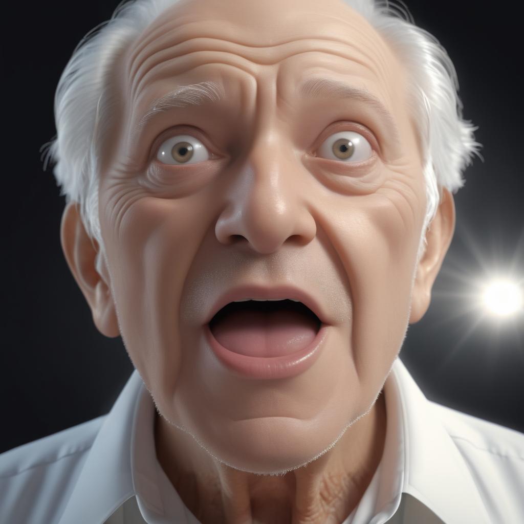 Elderly Man with Striking White Eyes