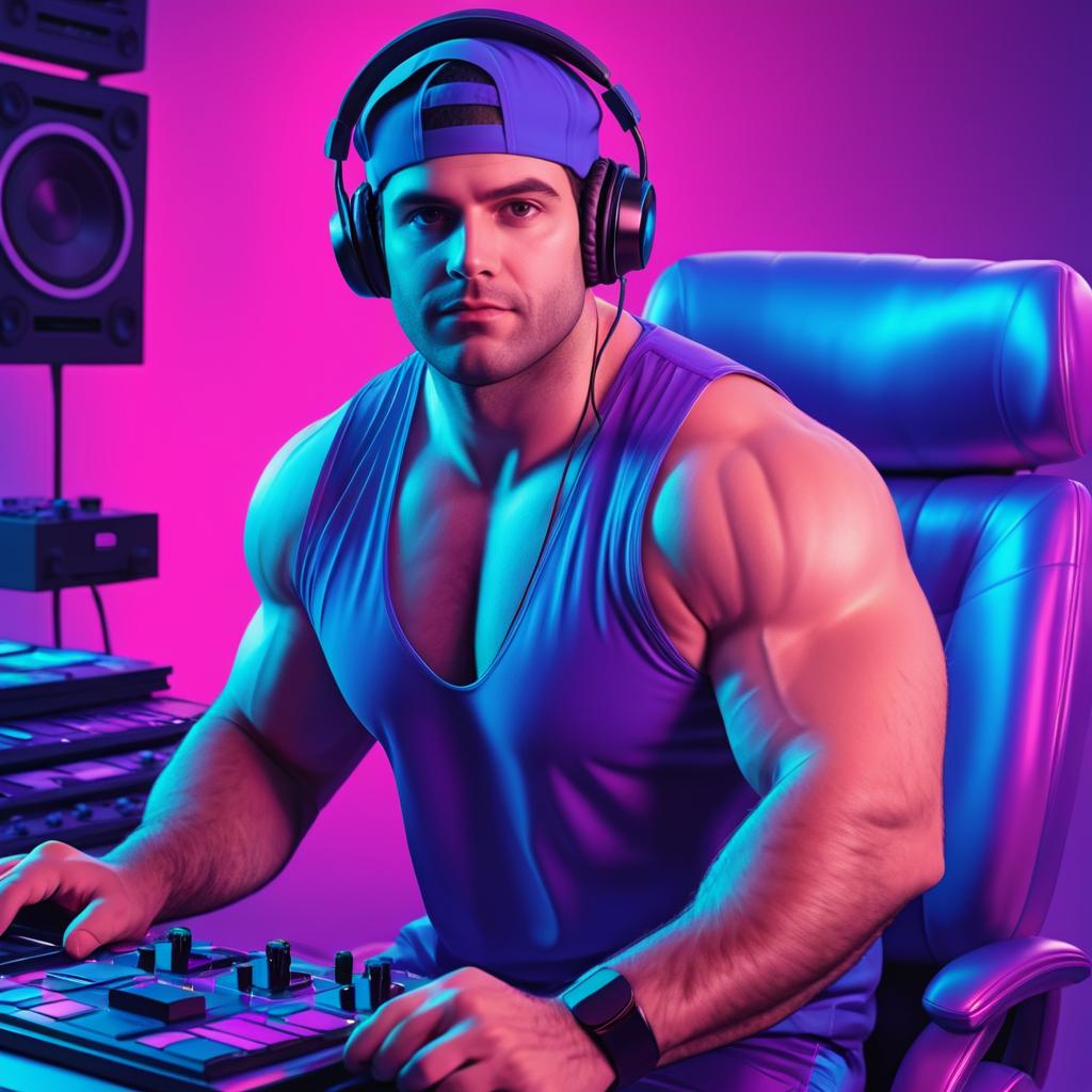 Ethan Klein - Muscular Podcast Host in Synthwave