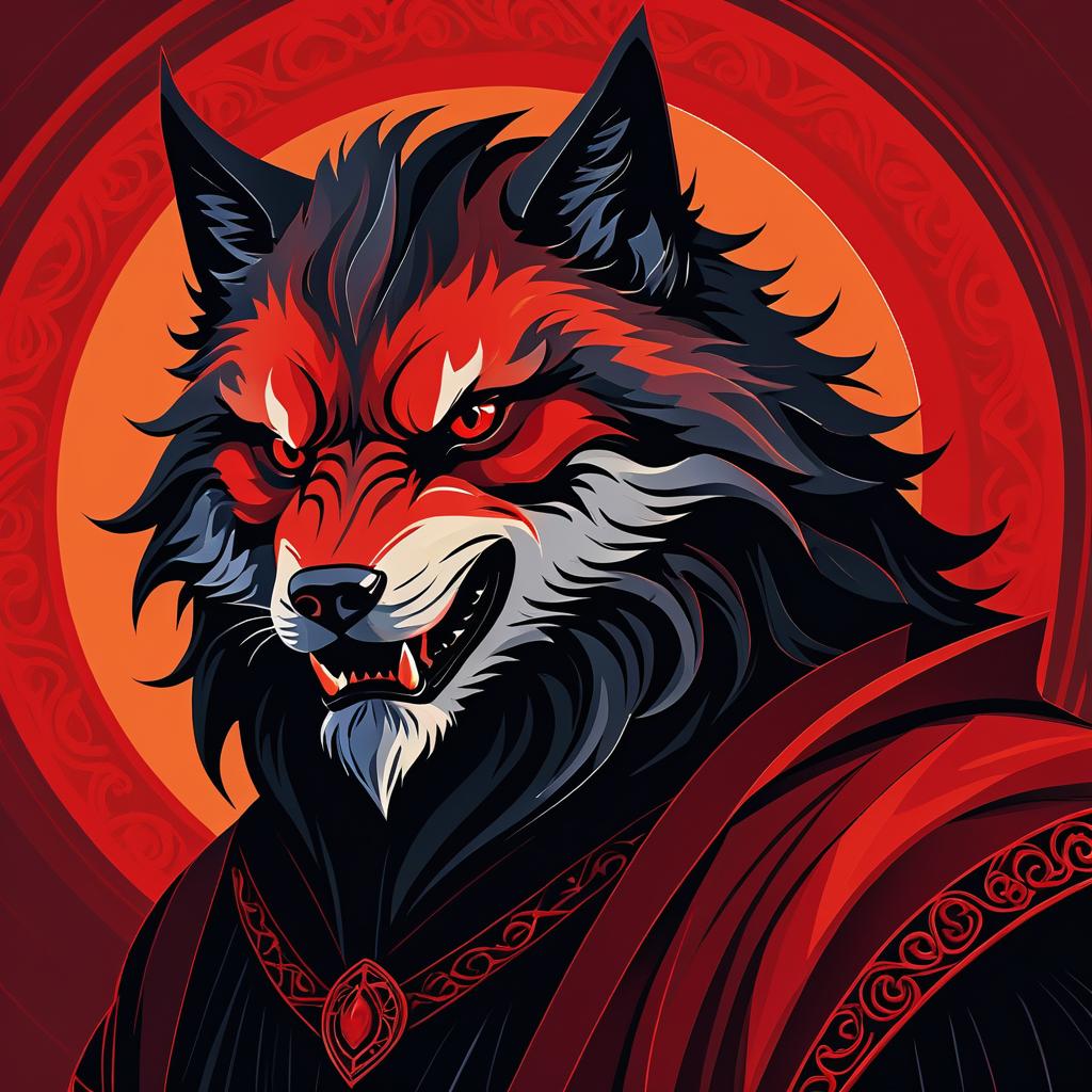 Minimalistic Werewolf in Renaissance Style