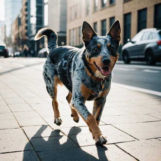 Australian Cattle Dog Running in Urban Morning