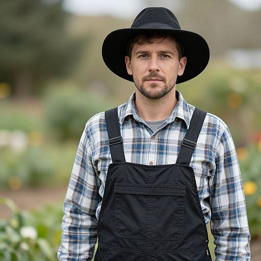 Confident Gardener in Natural Setting