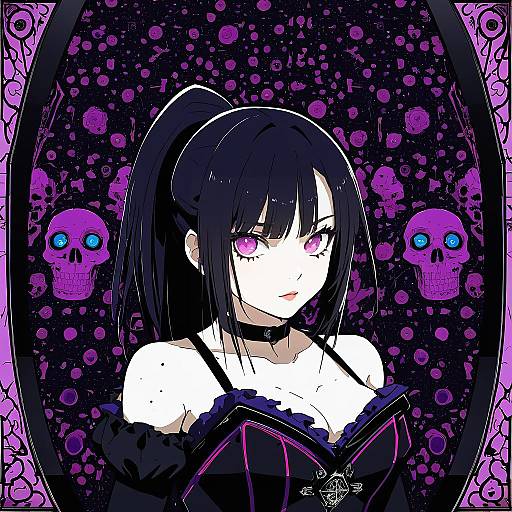 Illustration of Ashley graves, the coffin of andy and leyley in the style of Nakatani nio