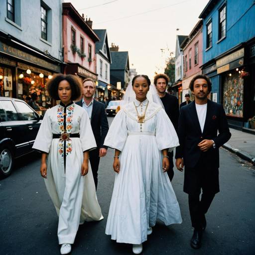 Diverse Group in Vintage-Inspired Fashion on Street