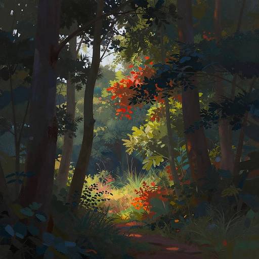 Colorful Pre-Dawn Forest Landscape