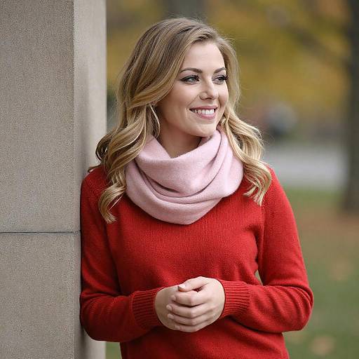 Smiling Woman in a Cozy Sweater