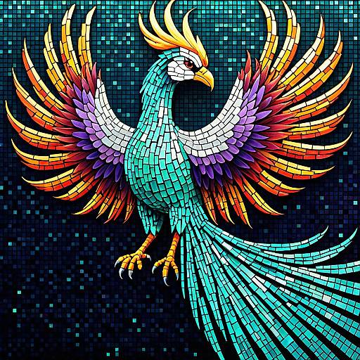 Mosaic Digital Phoenix Art