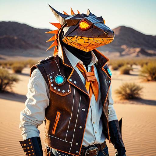 Futuristic Cowboy Salamander in Desert