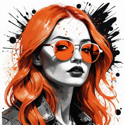 Edgy Ink Portrait of Red-Haired Woman Edgy Ink Portrait of Red-Haired Woman