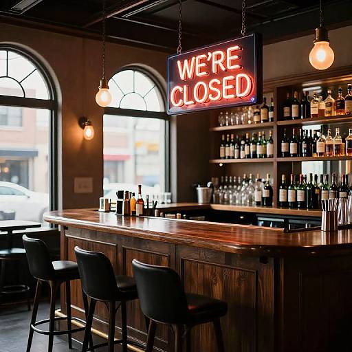 Neon Closed Sign in Cozy Bar