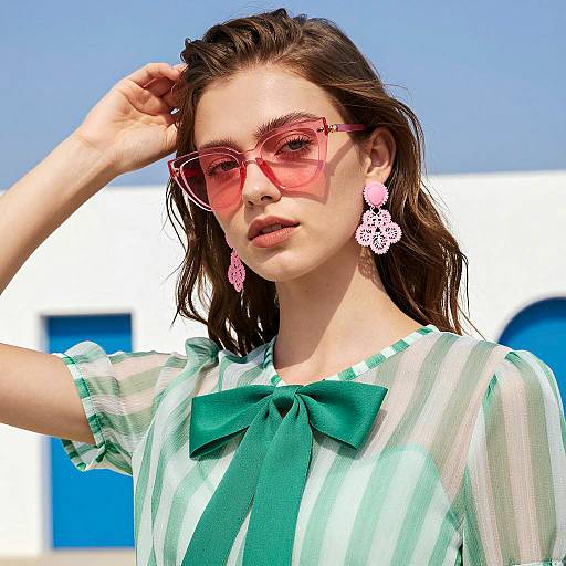 Fashion Model in Geometric Sunglasses