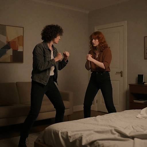 Tension in a Dimly Lit Room