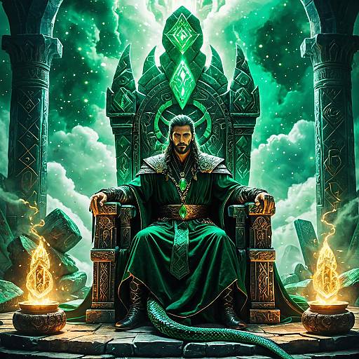 Emerald Serpent Sorcerer on Throne