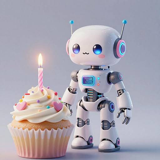 Kawaii Cybernetic Cupcake Droid Portrait