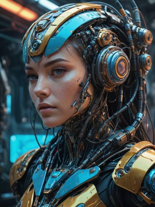 Futuristic Robot Portrait in Analog Style