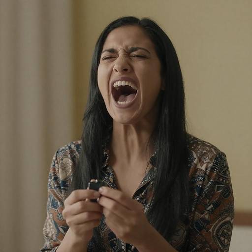 Woman Screaming Holding Small Object