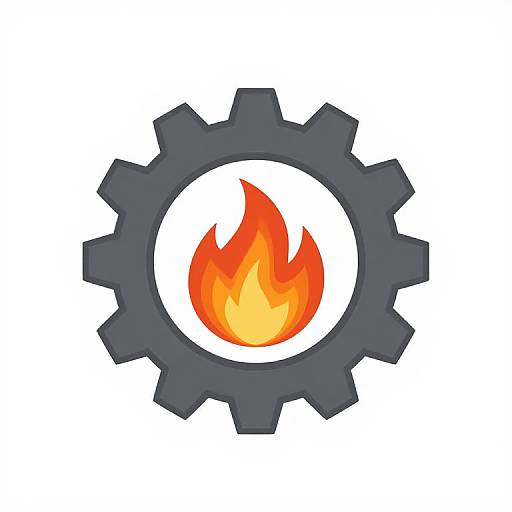 Cube Comic Style Gear Flame Logo