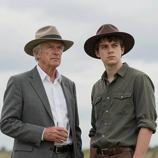 Two Men in Contrast Against Clouds