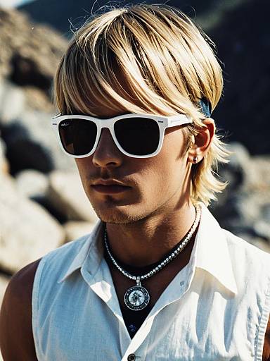 Blonde Man with Sunglasses and Necklace