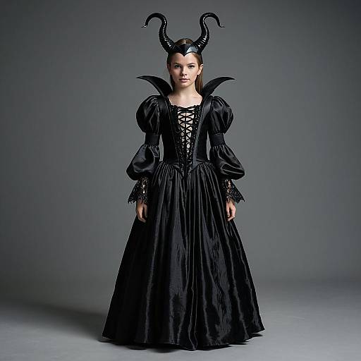 Girl in Black Maleficent Costume