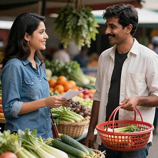 Couple Shopping at Outdoor Market