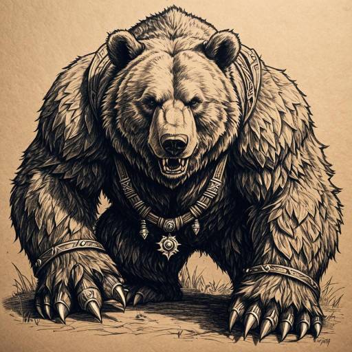 Detailed Pencil Sketch of a Giant Bear