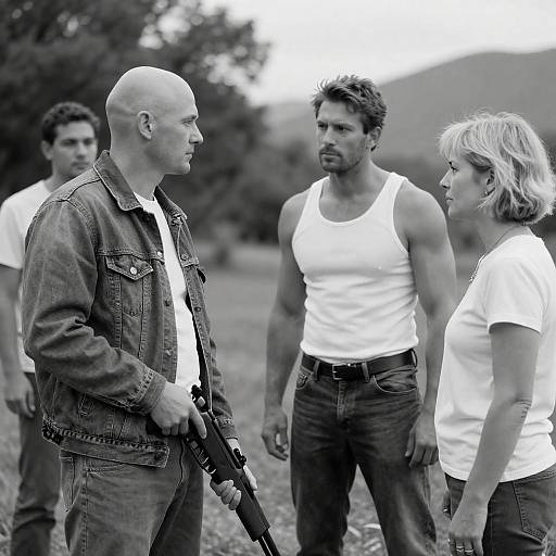 Tense Confrontation Outdoors with Rifle