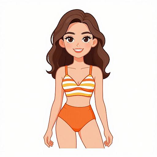 Smiling Woman in Stylish Beachwear