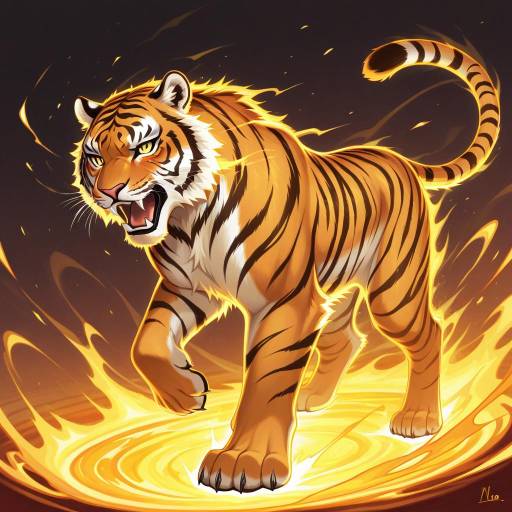 Majestic Indo-Chinese Tiger in Dynamic Pose Majestic Indo-Chinese Tiger in Dynamic Pose