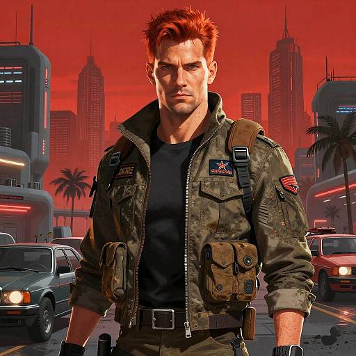 Retro-Futuristic Cyberpunk Male Portrait