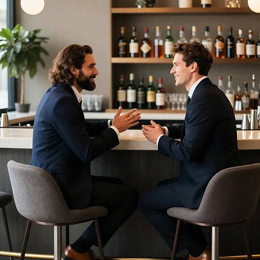 Two Men in Suits at Modern Bar