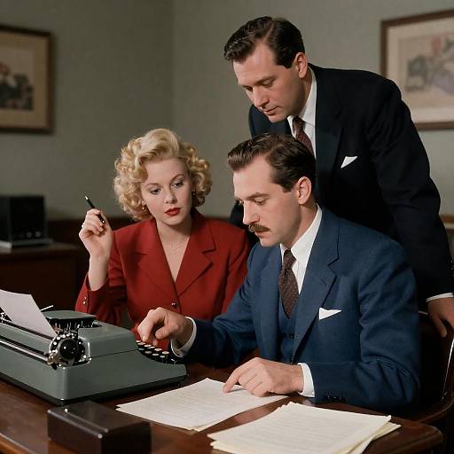 Vintage Office Photograph: Three Colleagues