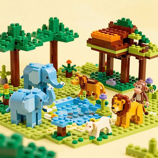 Playful Lego Animal Zoo Scene