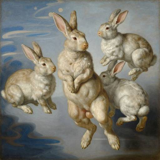 Michelangelo-Style Rabbits Floating Sky