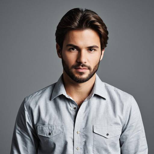 Portrait of Man in Gray Collared Shirt