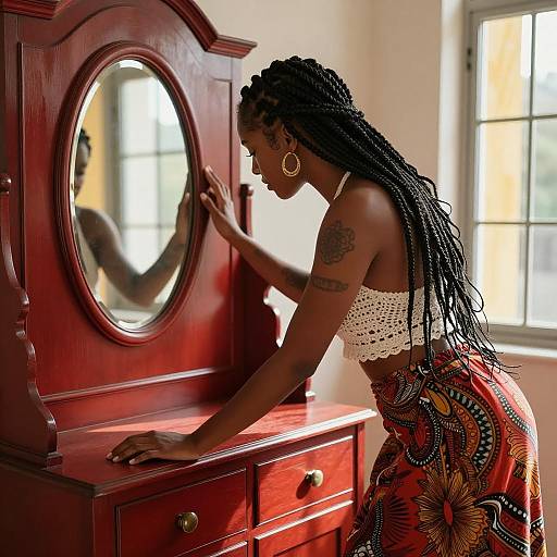 Elegant Black Woman with Braids and Sunlight