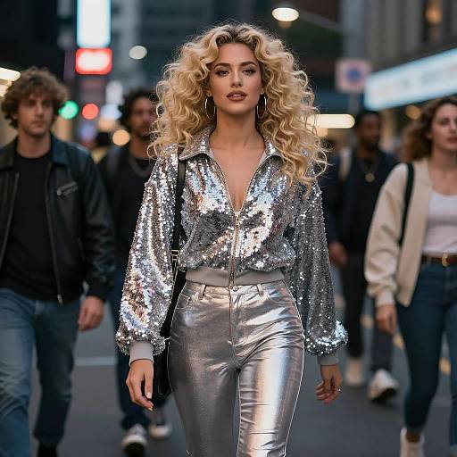 Bold Woman in Edgy 80s Fashion