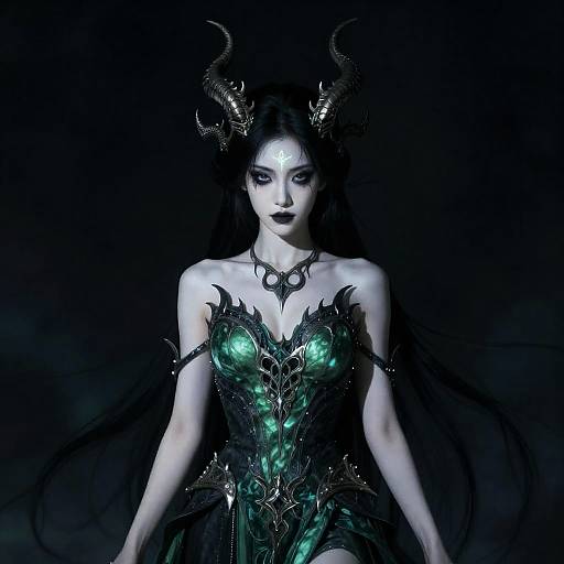 Ethereal Woman with Dragon Horns