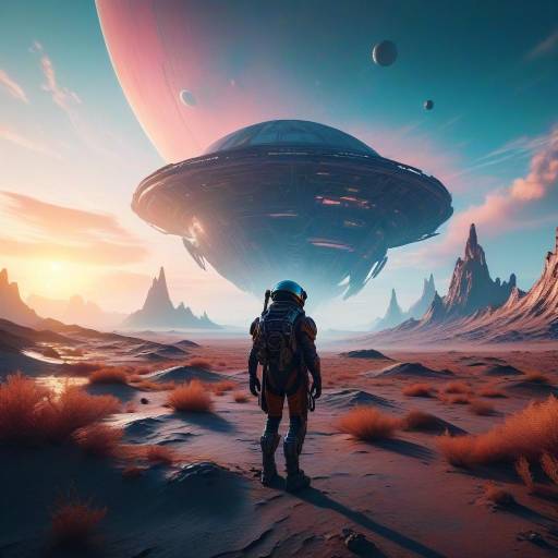 Futuristic Explorer on Alien Dawn