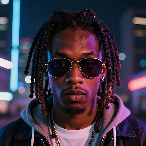 Cyberpunk Portrait of Black Rapper