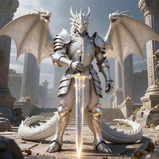 White Dragonborn Paladin in Armor