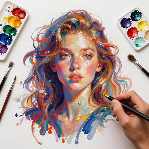 AI Painter Creating Vivid Impressionist Portrait
