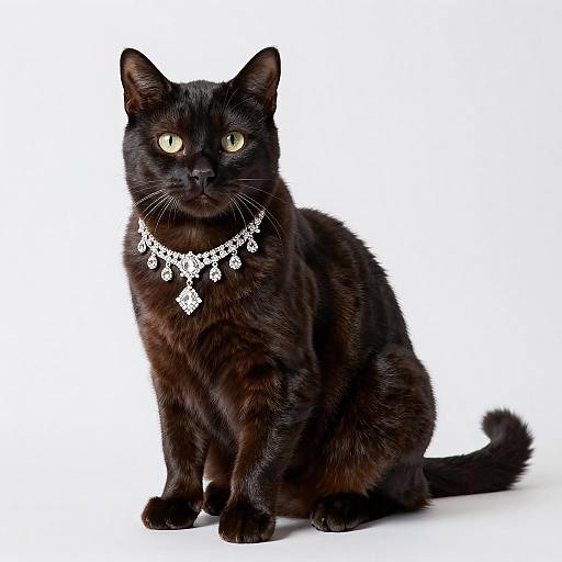Kurdish Angora Cat with Diamond Necklace