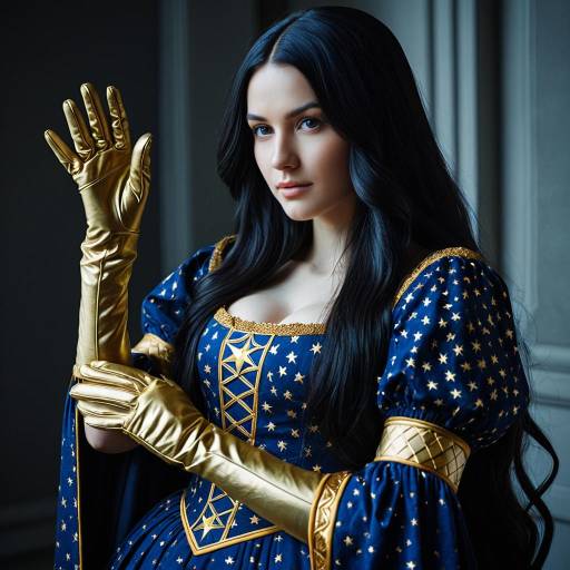 Woman in Elegant Star-Patterned Cosplay Costume