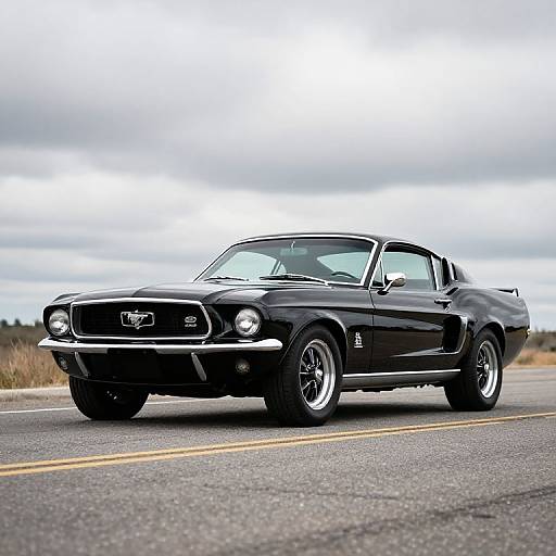 Shiny Black Ford Mustang Fastback