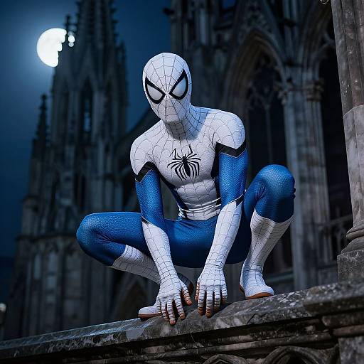 White and Blue Spider-Man Gothic Scene