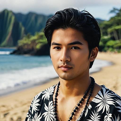 Realistic Hawaiian Boy in Traditional Attire