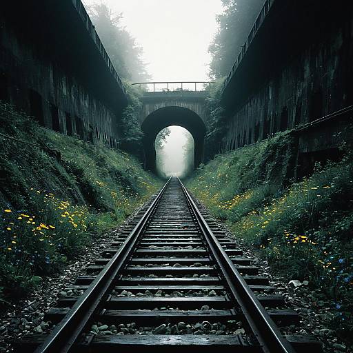 Misty Abandoned Railway Tunnel