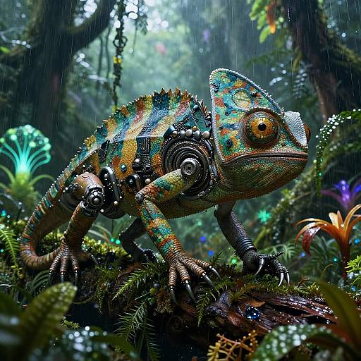 Futuristic Bioluminescent Rainforest Scene