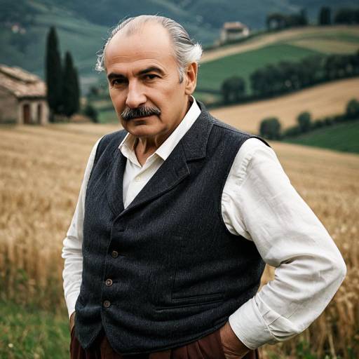 Elderly Man in Vintage Italian Rural Outfit